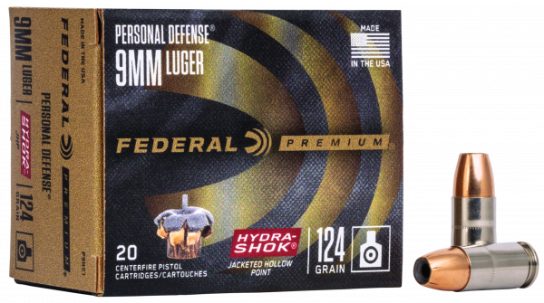 Federal Premium 9mm Para - 8g Hydra-Shok Jacketed Hollow Point